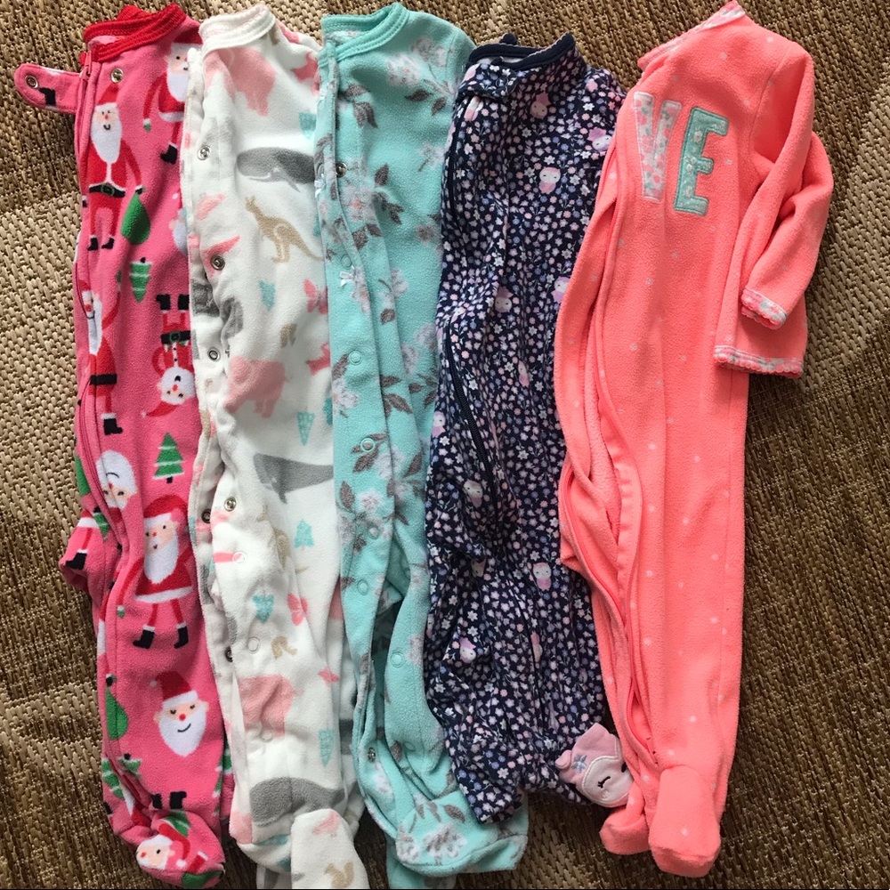 Carter’s size 6 month footed pjs bundle